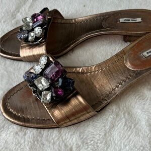 Miu Miu Pink Gold Size 38 US 7.5 Mule Heels